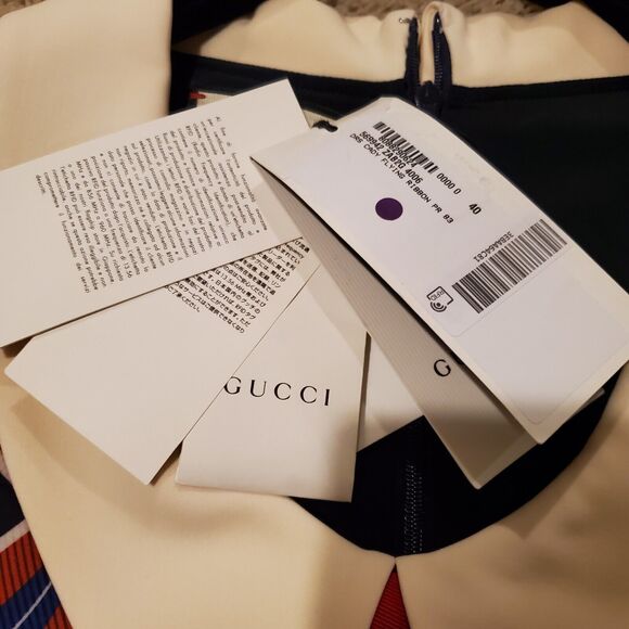 NWT. $3500 GUCCI Printed Dress Size IT40. Dark blue red - Picture 8 of 16